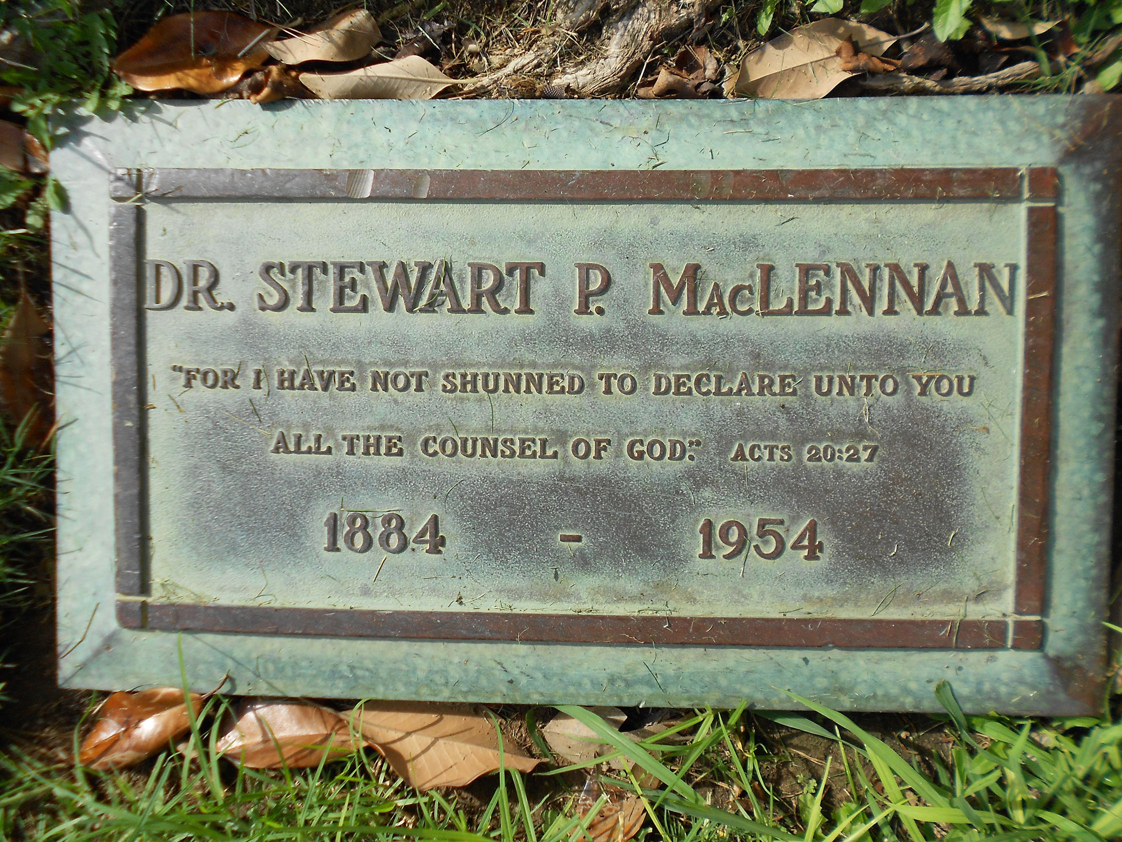 Photo of headstones/Stewart P MacLennan 1884-1954 hdstn Forest Lawn Memorial Park (Hollywood Hills)